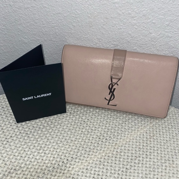 SAINT LAURENT WALLET BI FOLD FLAP WALLET 414567 BEIGE LEATHER 1017 Authentic - Picture 2 of 10